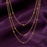 18K Gold Plated Triple Layer Beaded Chain Necklace