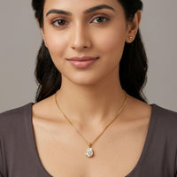 18K Gold Plated Pear Cut CZ Solitaire Pendant Necklace