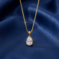 18K Gold Plated Pear Cut CZ Solitaire Pendant Necklace