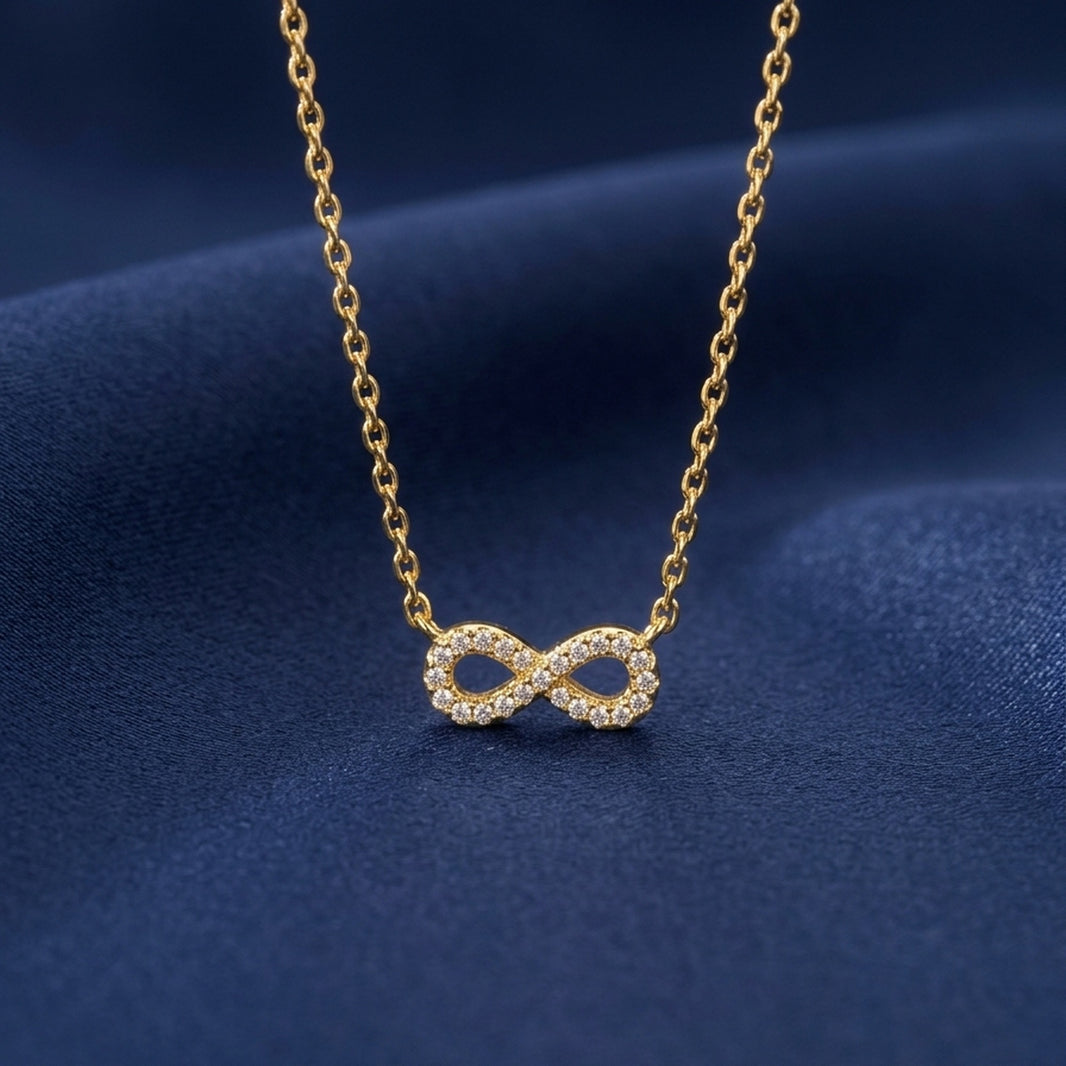 18K Gold Plated CZ Pave Infinity Symbol Necklace