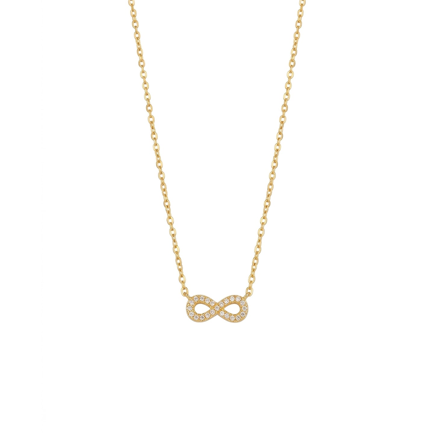 18K Gold Plated CZ Pave Infinity Symbol Necklace