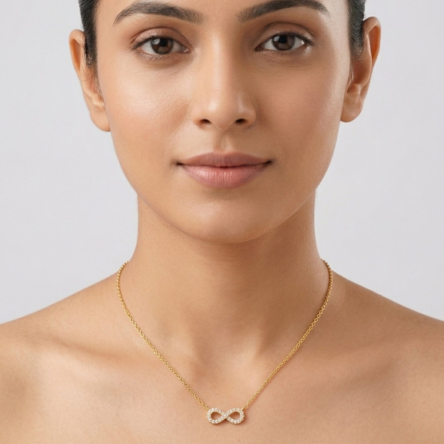 18K Gold Plated CZ Pave Infinity Symbol Necklace