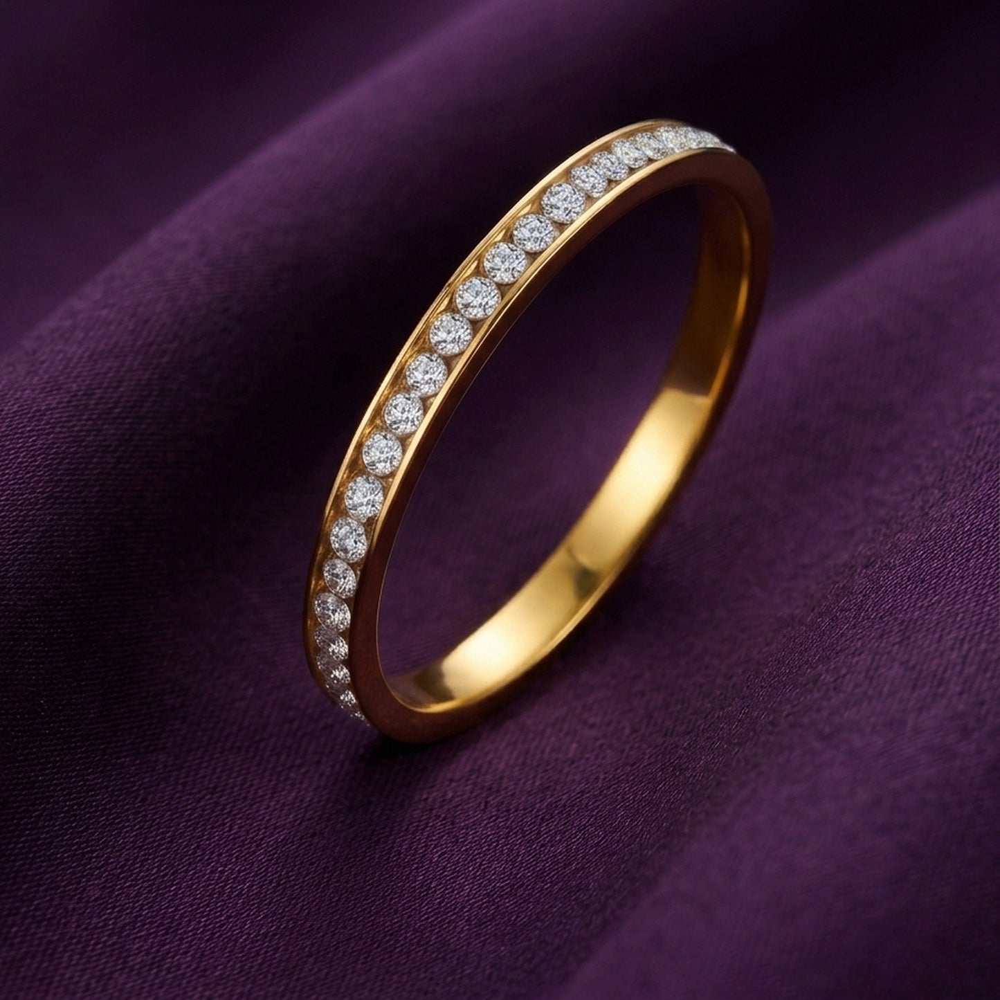 18K Gold Plated Dual Heart Open Ring with CZ Pave