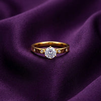 18K Gold Plated Ultra-Thin Single CZ Accent Stacking Ring - Size 7