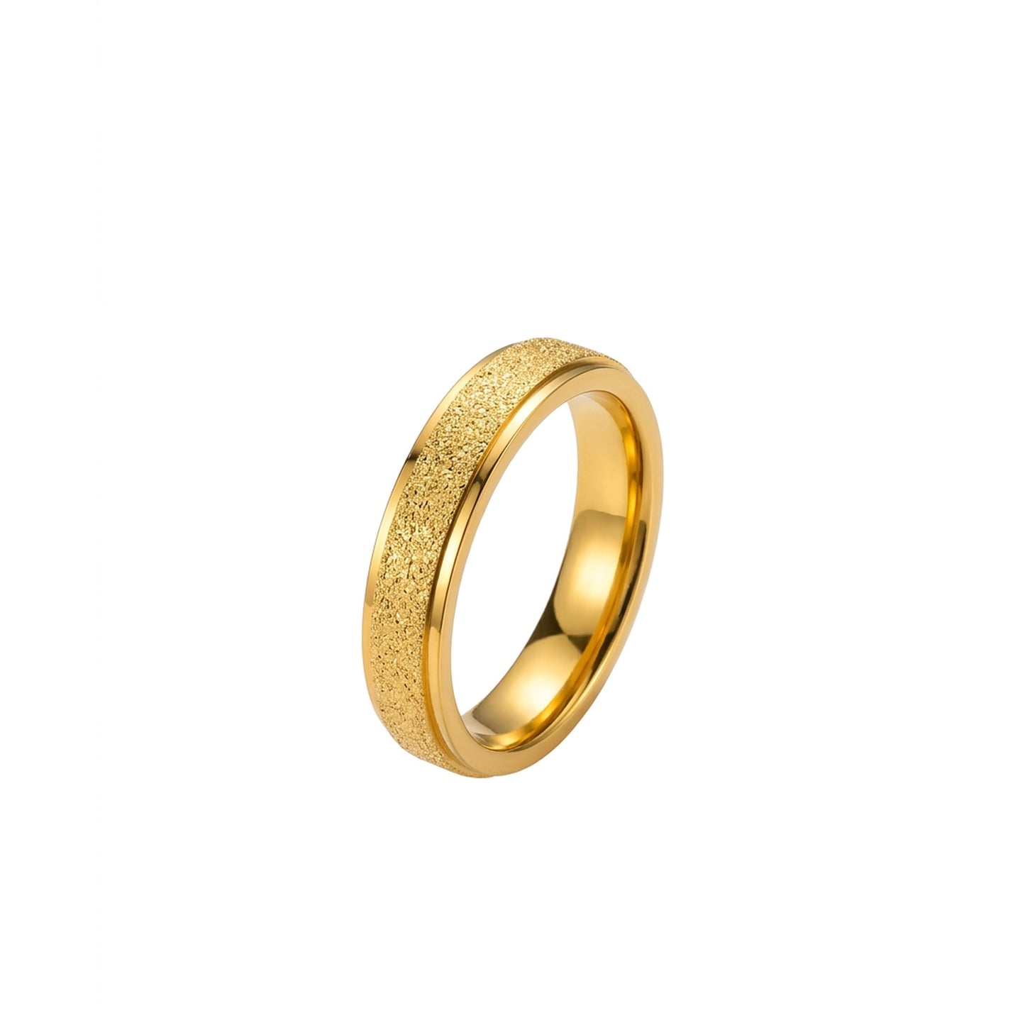 18K Gold Plated Wide Band CZ Solitaire Ring with Side Stones - Size 6