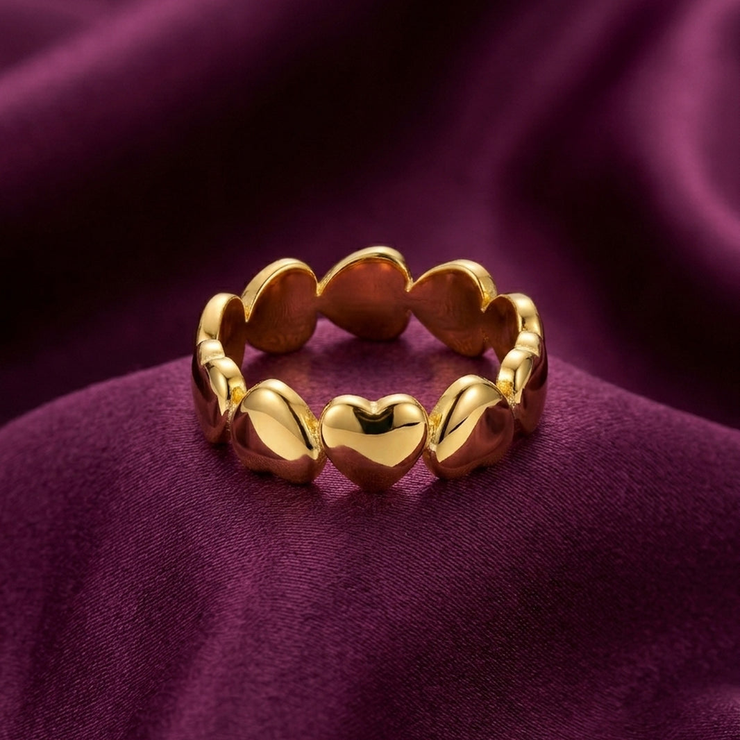 18K Gold Plated Matte Frosted Textured Band Ring - Size 7