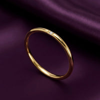 18K Gold Plated Ultra-Thin Single CZ Accent Stacking Ring - Size 6