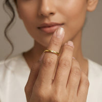 18K Gold Plated Ultra-Thin Single CZ Accent Stacking Ring - Size 6