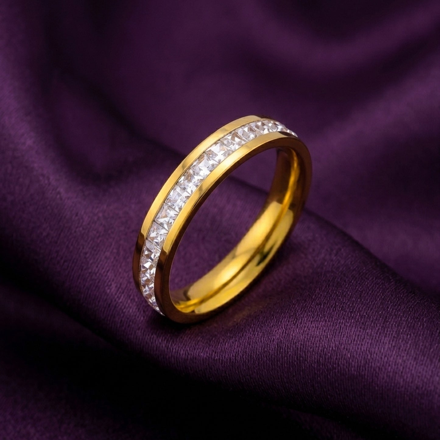 18K Gold Plated Polished Dome Band Ring - Size 7
