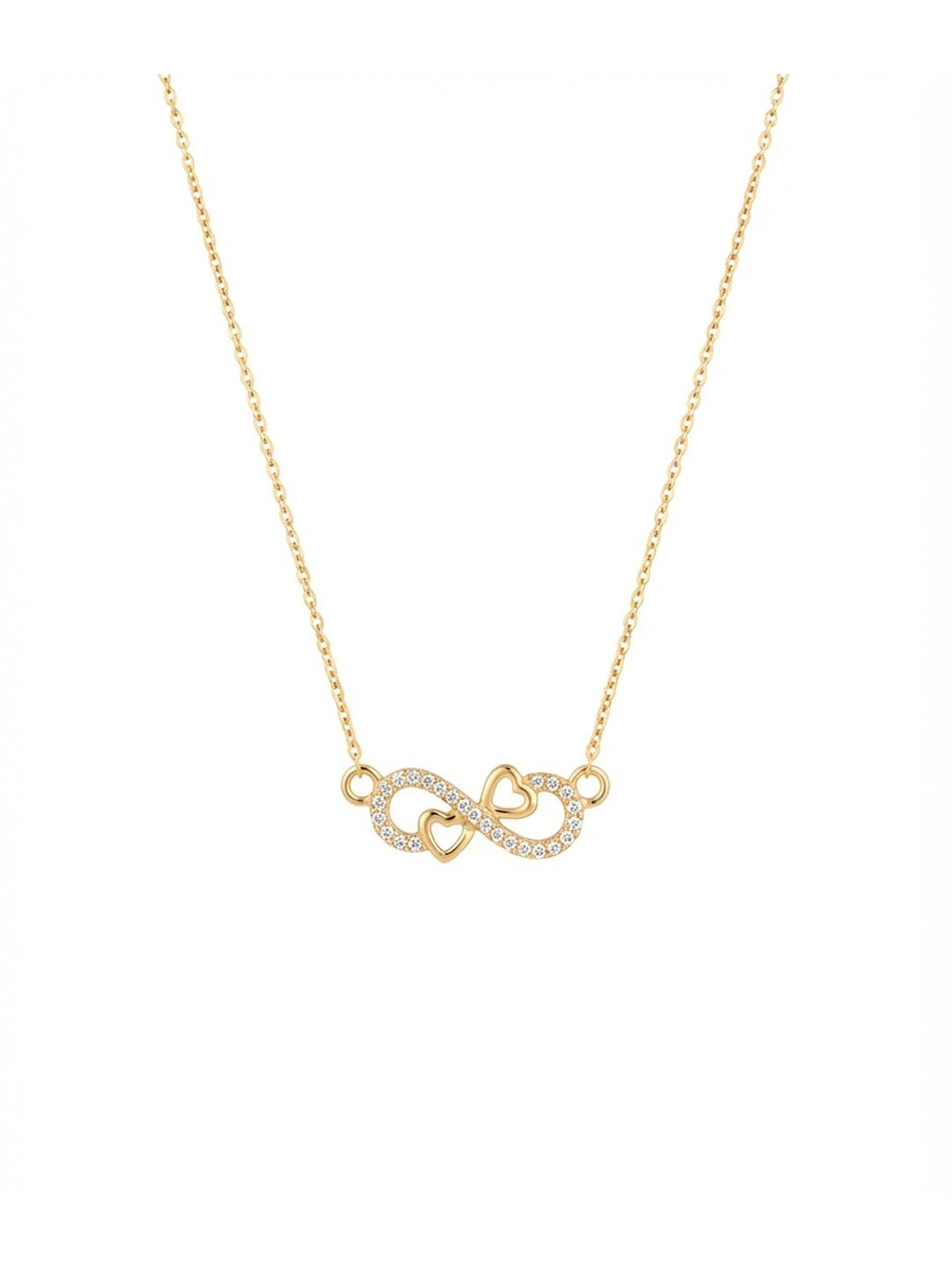 Rachiva 18K Gold Plated Infinity Dual Heart Zircon Necklace
