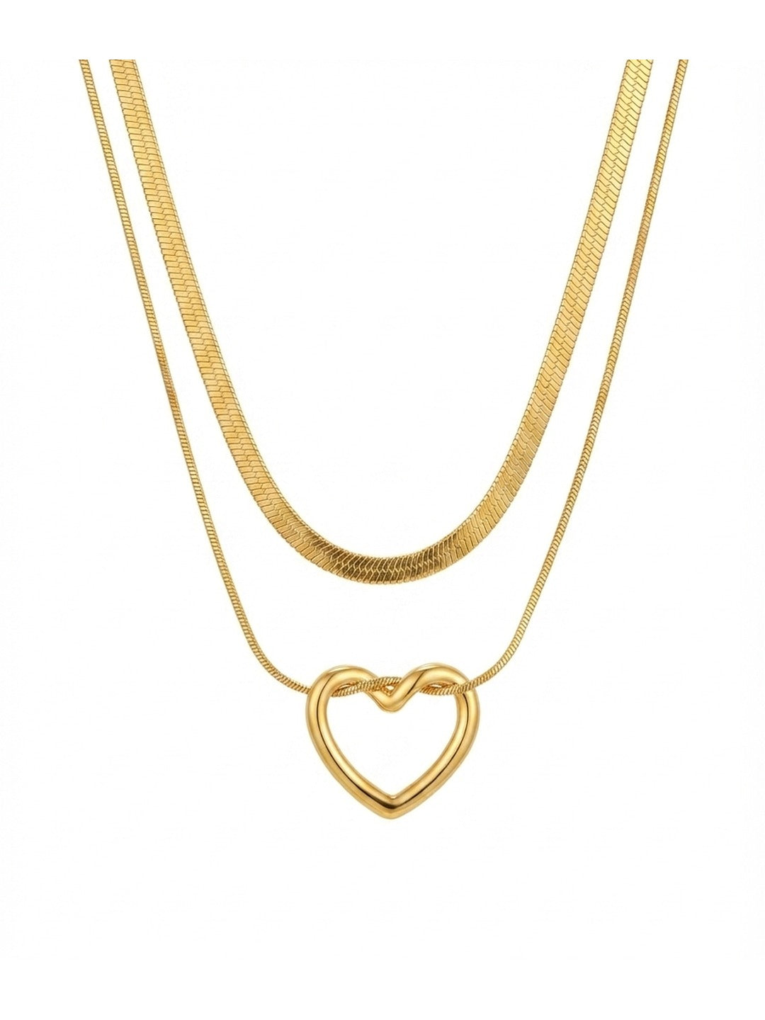 Rachiva 18K Gold Plated Layered Open Heart Necklace