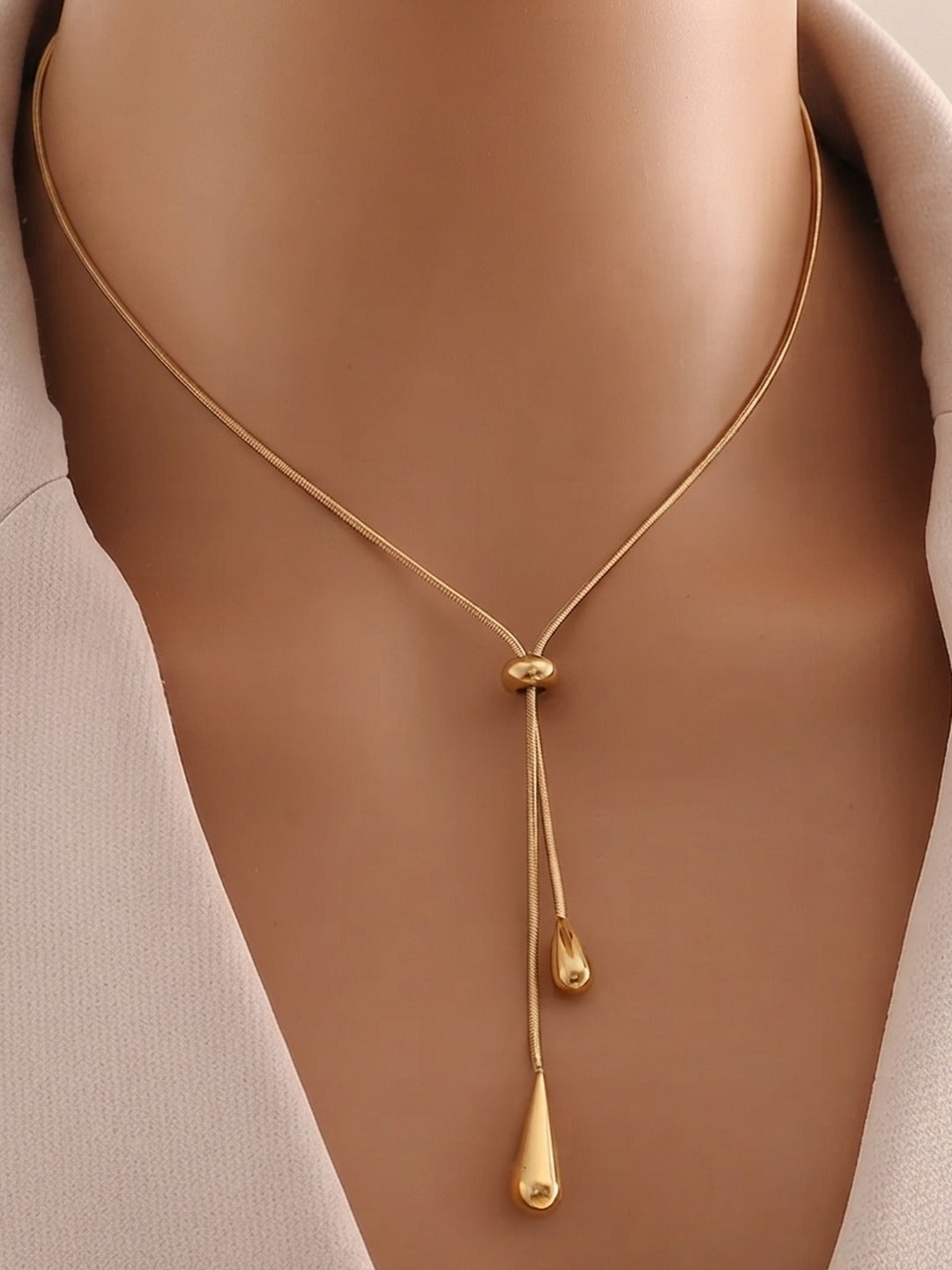 Rachiva 18K Gold Plated Adjustable Drop Necklace