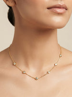 Rachiva 18K Gold Plated Bezel Zircon Station Necklace