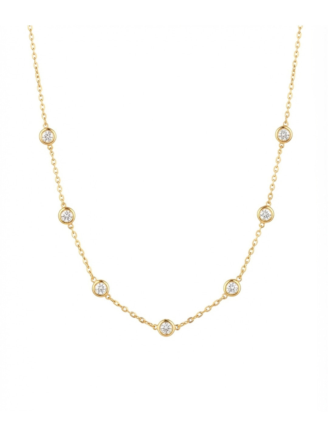 Rachiva 18K Gold Plated Bezel Zircon Station Necklace