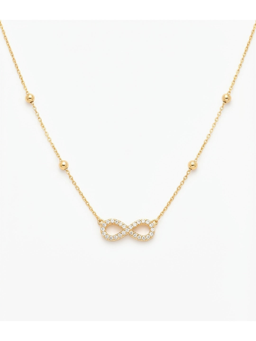 Rachiva 18K Gold Plated Infinity Zircon Beaded Necklace