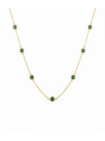 Rachiva 18K Gold Plated Emerald Stone Station Necklace
