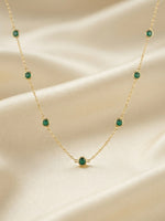 Rachiva 18K Gold Plated Emerald Stone Station Necklace