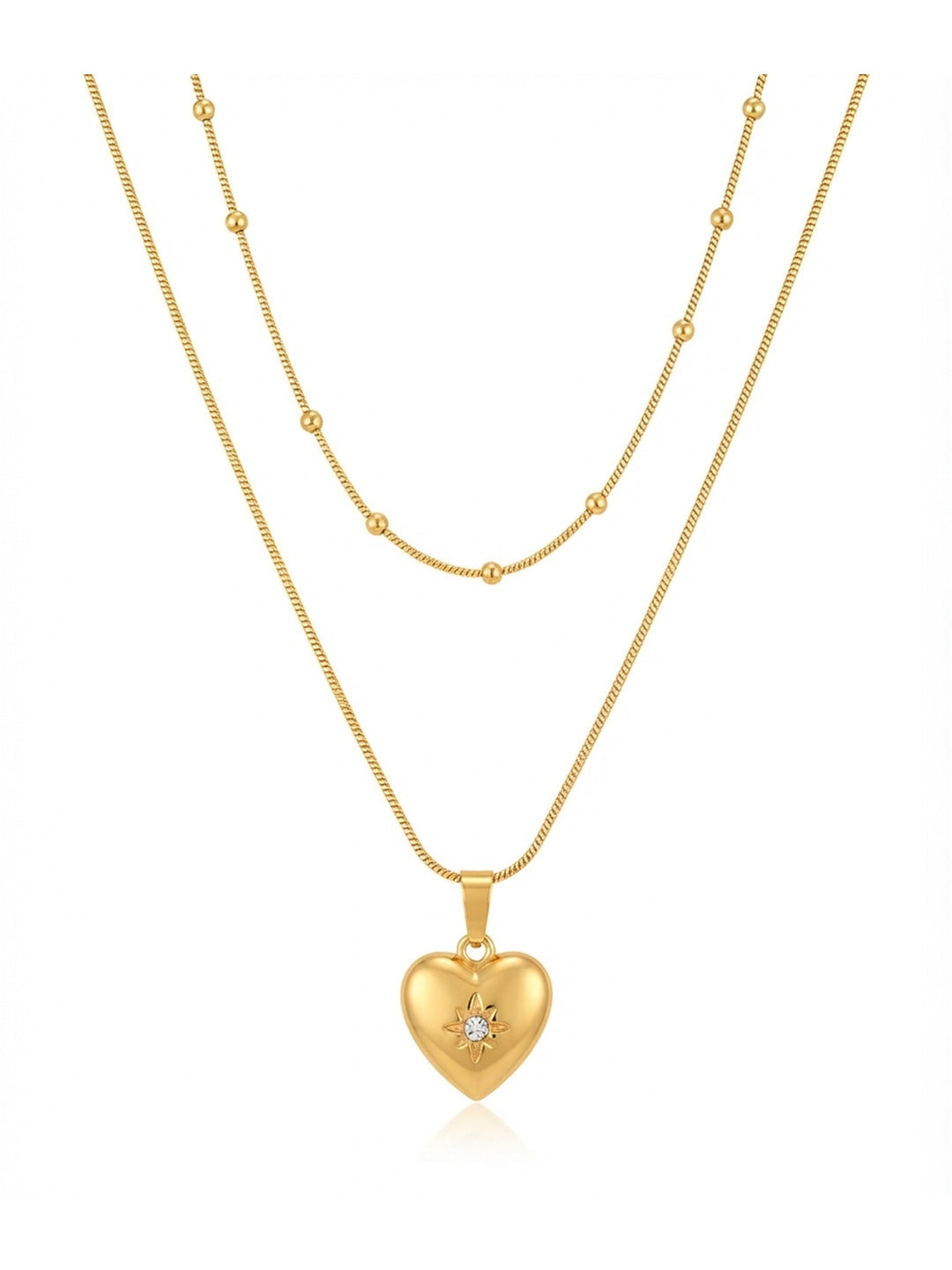 Rachiva 18K Gold Plated Layered Heart Pendant Necklace