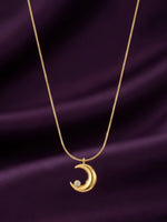 Rachiva 18K Gold Plated Crescent Moon Zircon Pendant Necklace