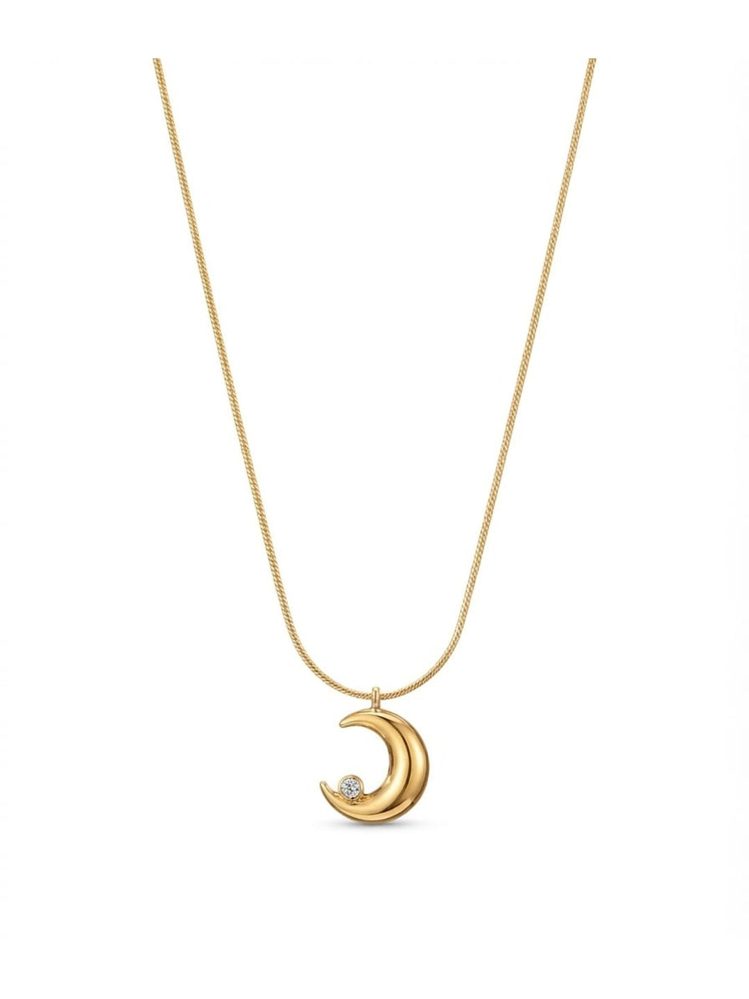 Rachiva 18K Gold Plated Crescent Moon Zircon Pendant Necklace