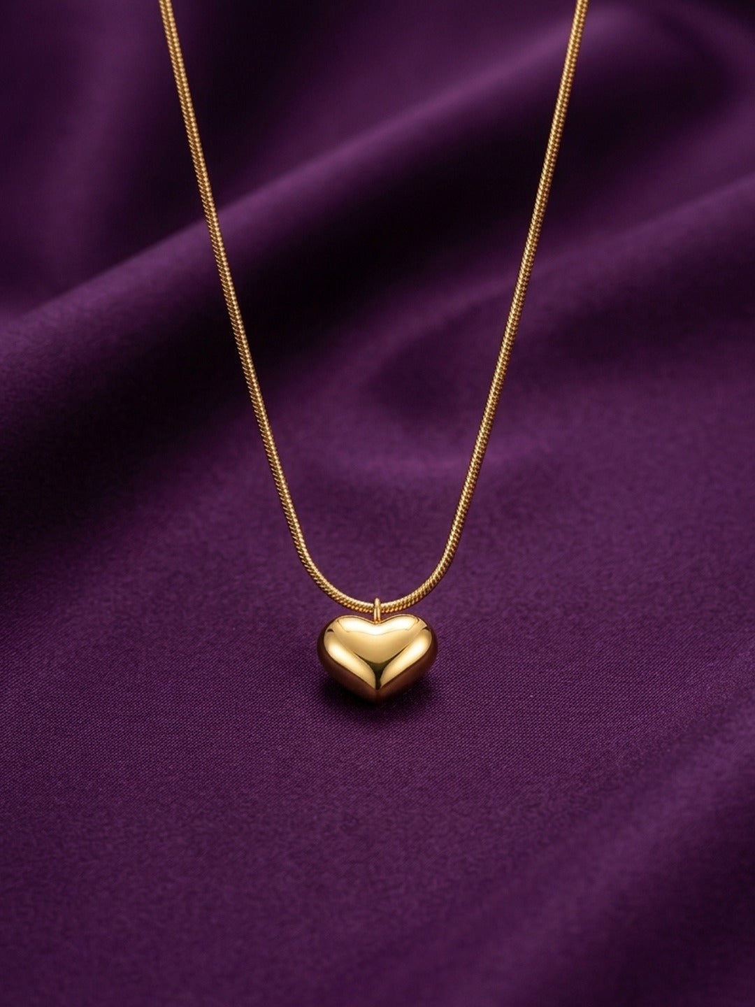 Rachiva 18K Gold Plated Puffy Heart Pendant Necklace