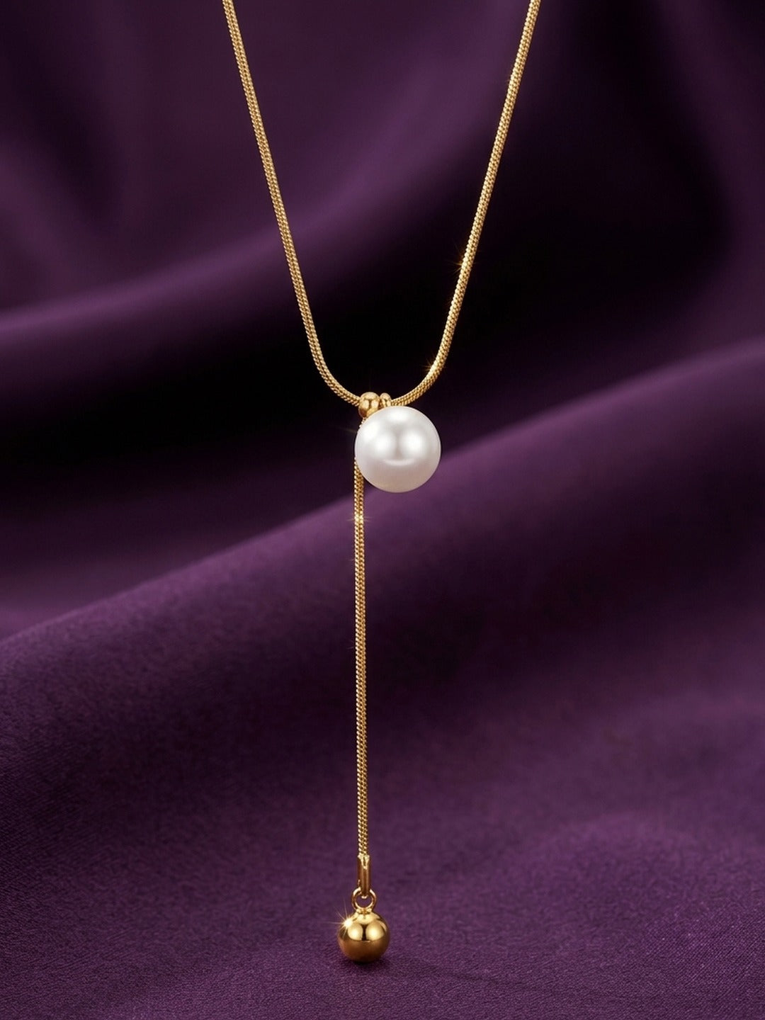 Rachiva 18K Gold Plated Pearl Lariat Necklace