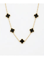 Rachiva 18K Gold Plated Black Clover Station Necklace