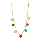 Rachiva 18K Gold Plated Rainbow Navratan Gemstone Heart Necklace