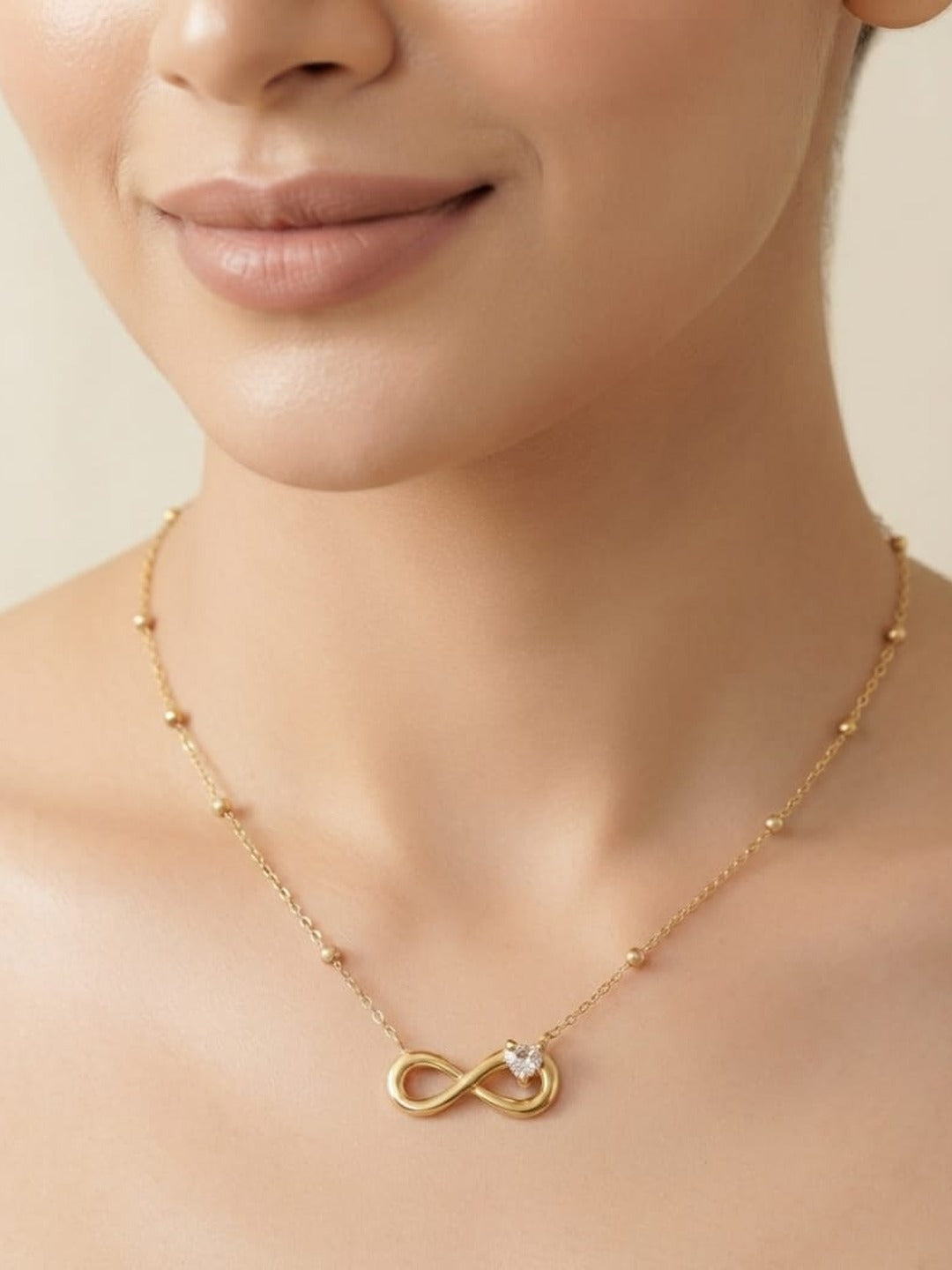Rachiva 18K Gold Plated Infinity Heart CZ Pendant Necklace