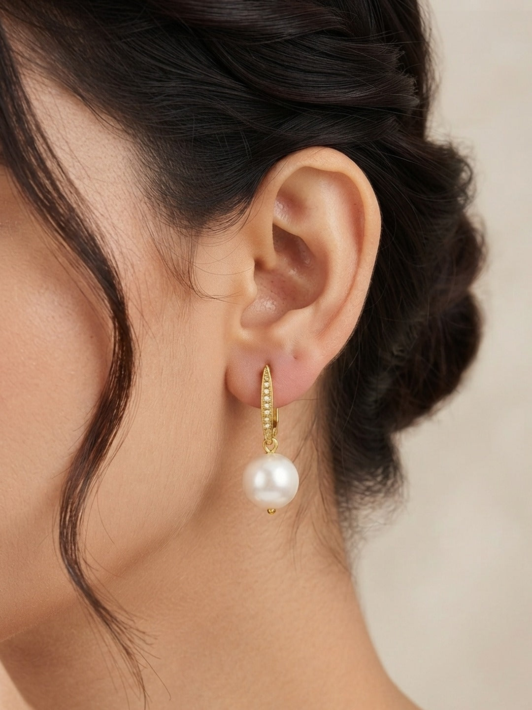 Rachiva 18K Gold Plated Pearl Teardrop Heart Top Earrings