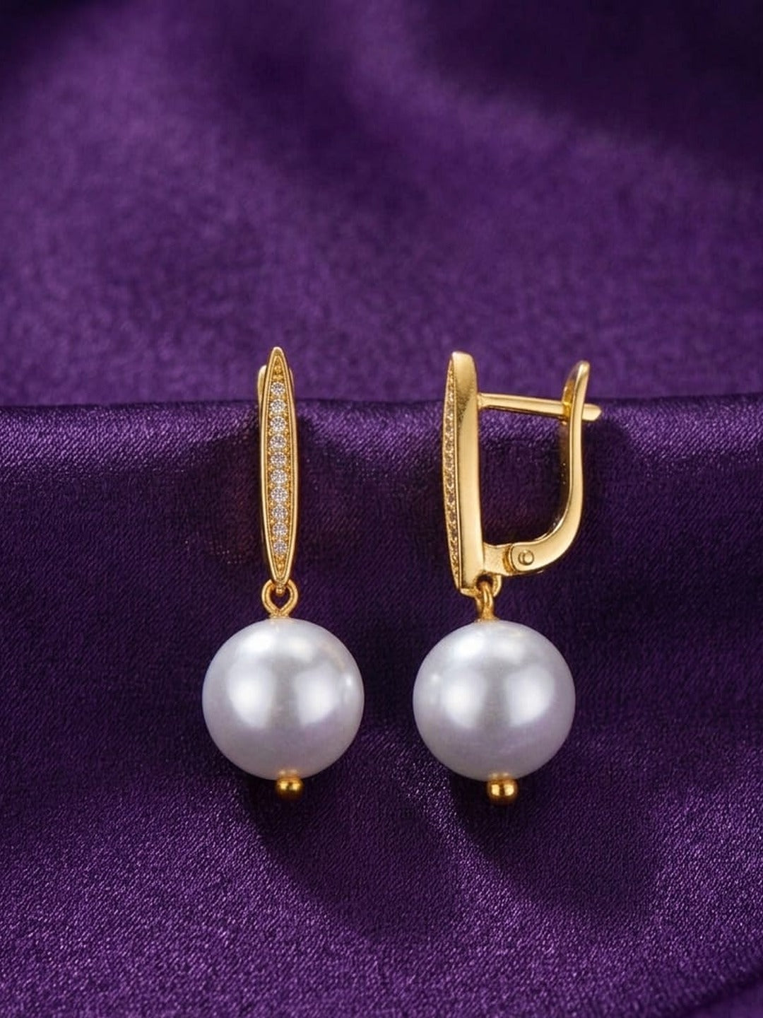 Rachiva 18K Gold Plated Pearl Teardrop Heart Top Earrings