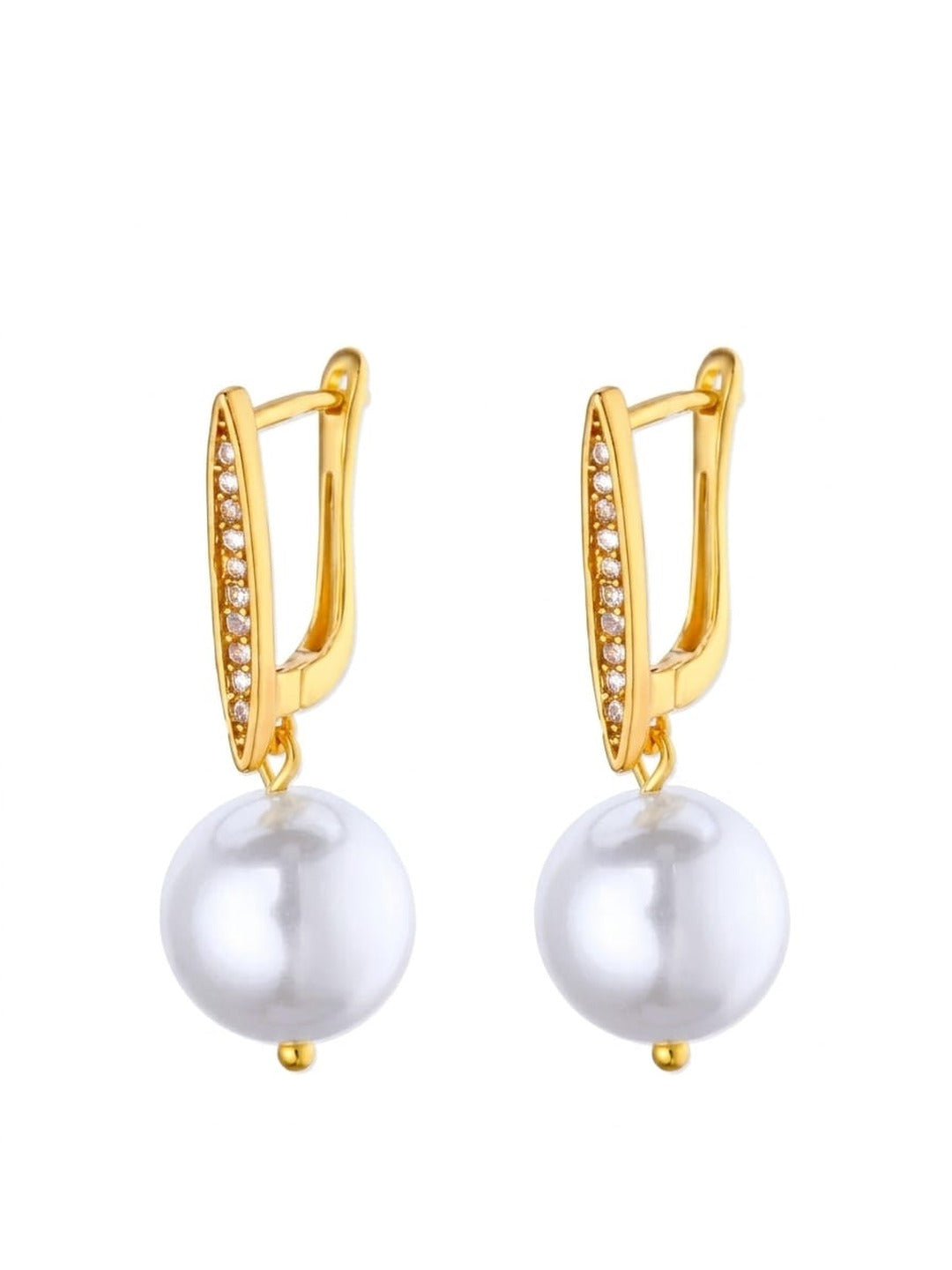 Rachiva 18K Gold Plated Pearl Teardrop Heart Top Earrings