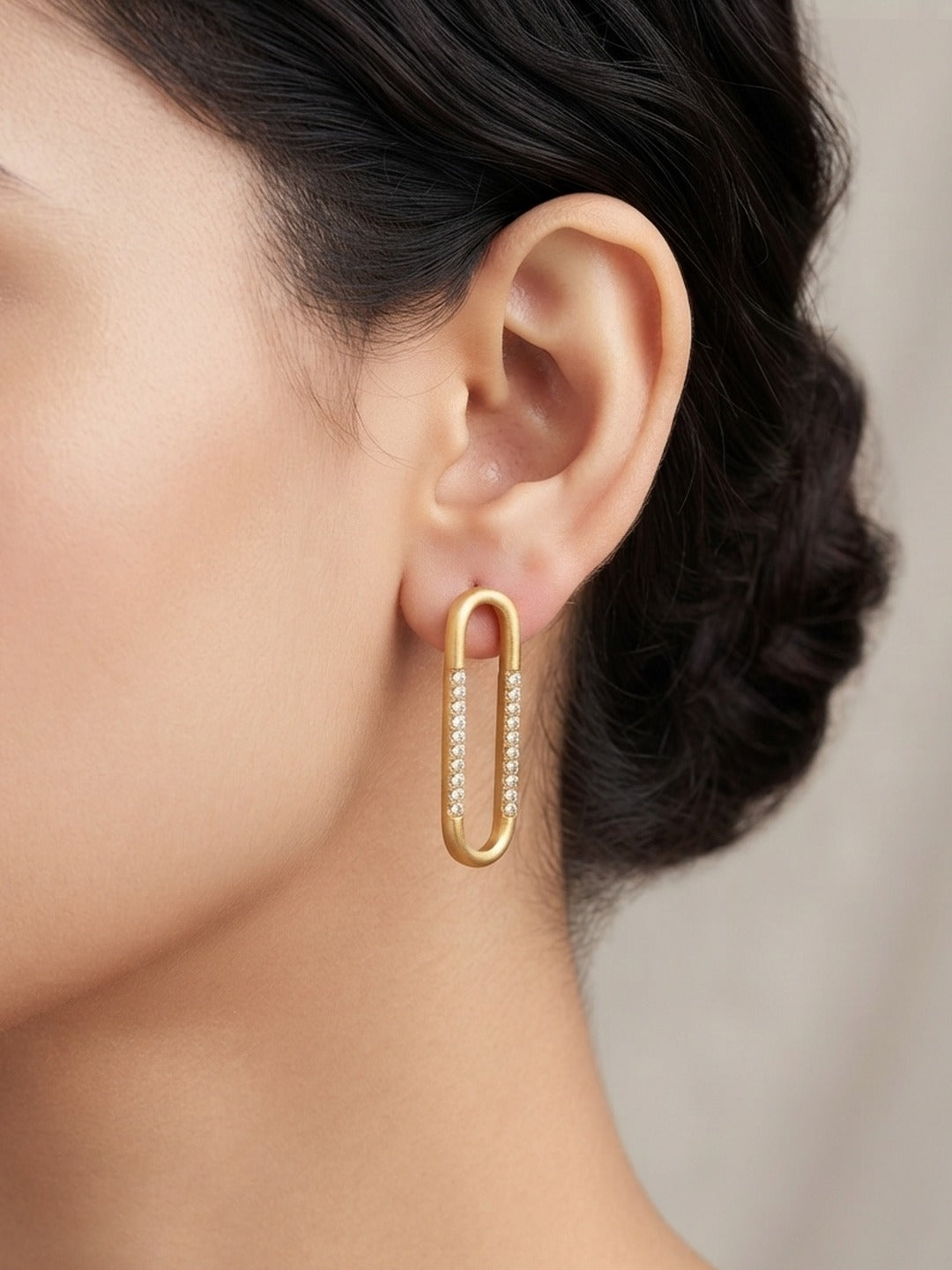 Rachiva 18K Gold Plated Pear Zircon Drop Stud Earrings
