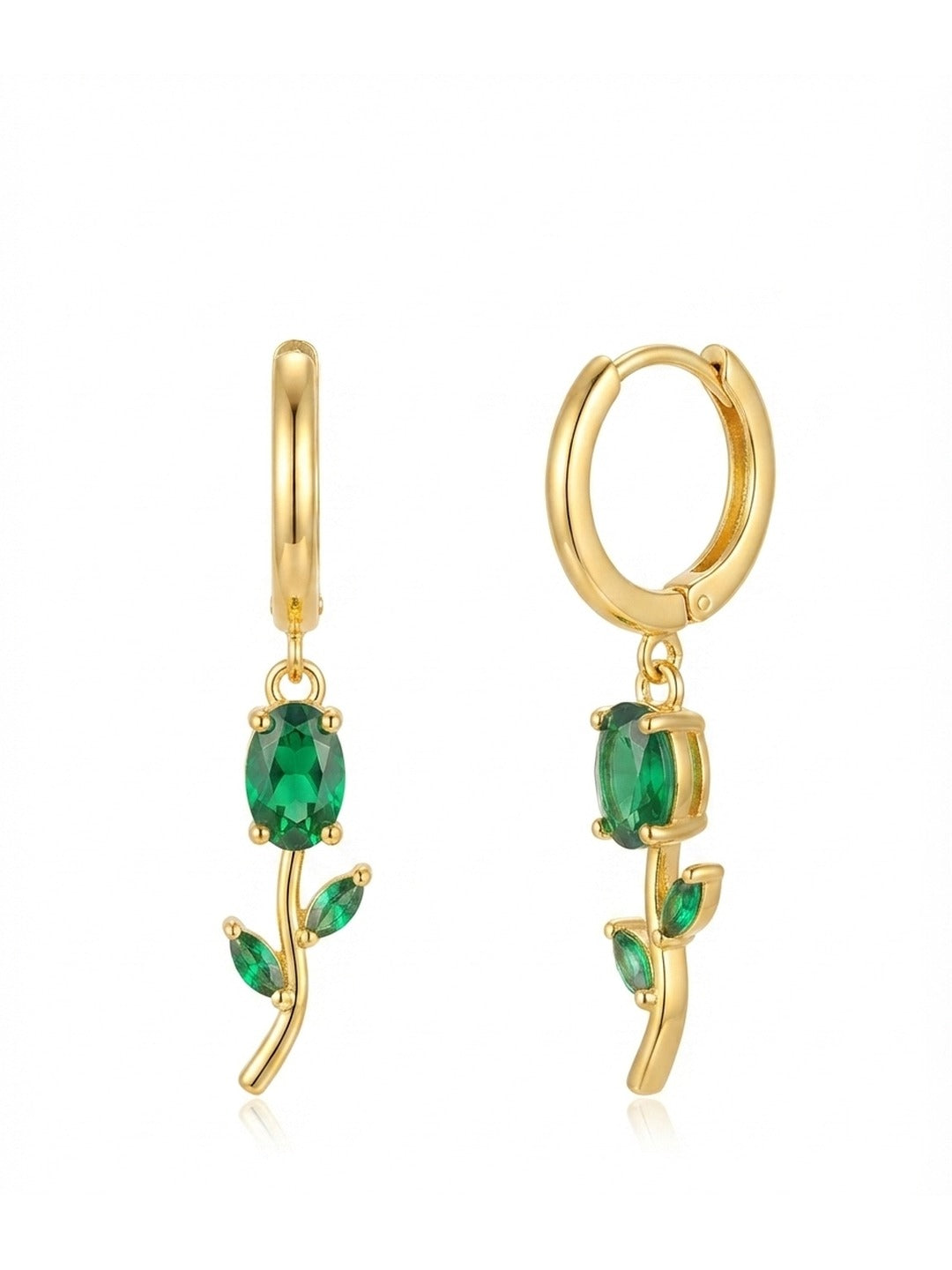 Rachiva 18K Gold Plated Oval Pendant Zircon Earrings