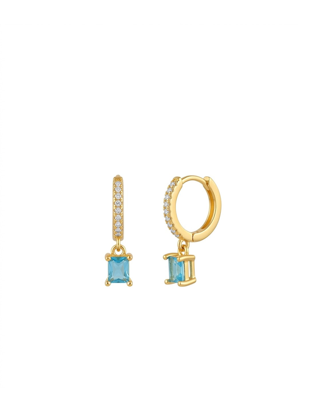 Rachiva 18K Gold Plated Zircon Leaf Hoop Drop Earrings