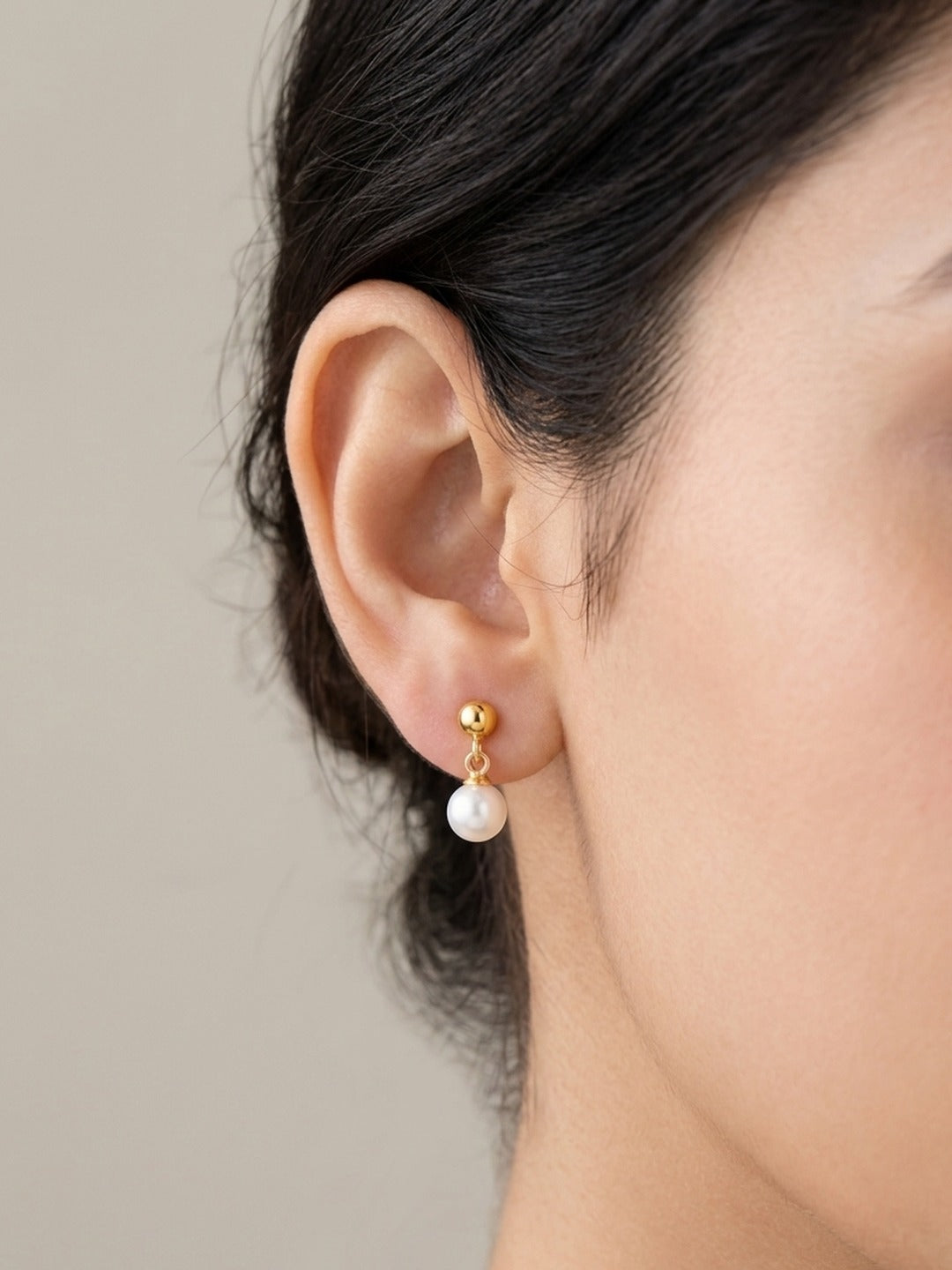 Rachiva 18K Rose Gold Plated Leaf Pearl Stud Earrings