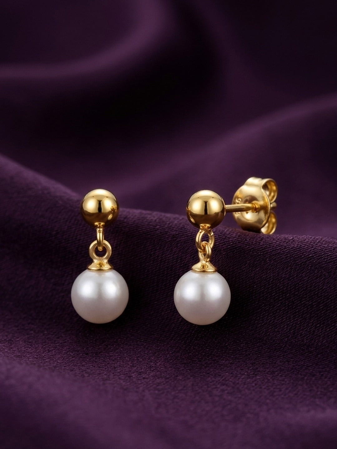 Rachiva 18K Rose Gold Plated Leaf Pearl Stud Earrings