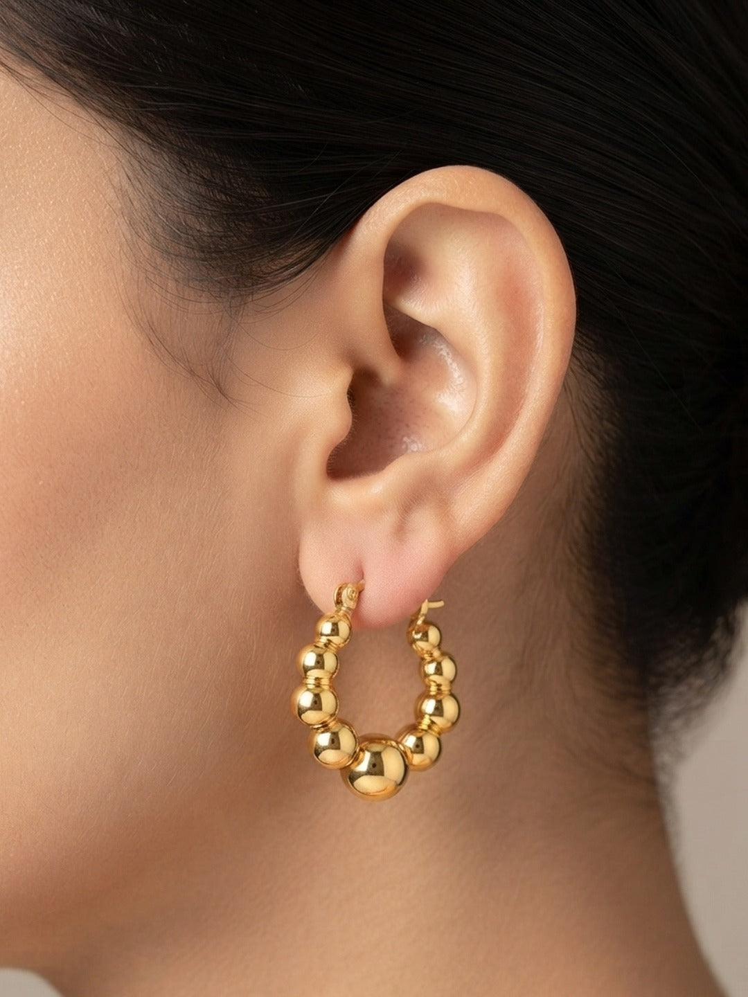Rachiva 18K Gold Plated Zircon Hoop Drop Earrings