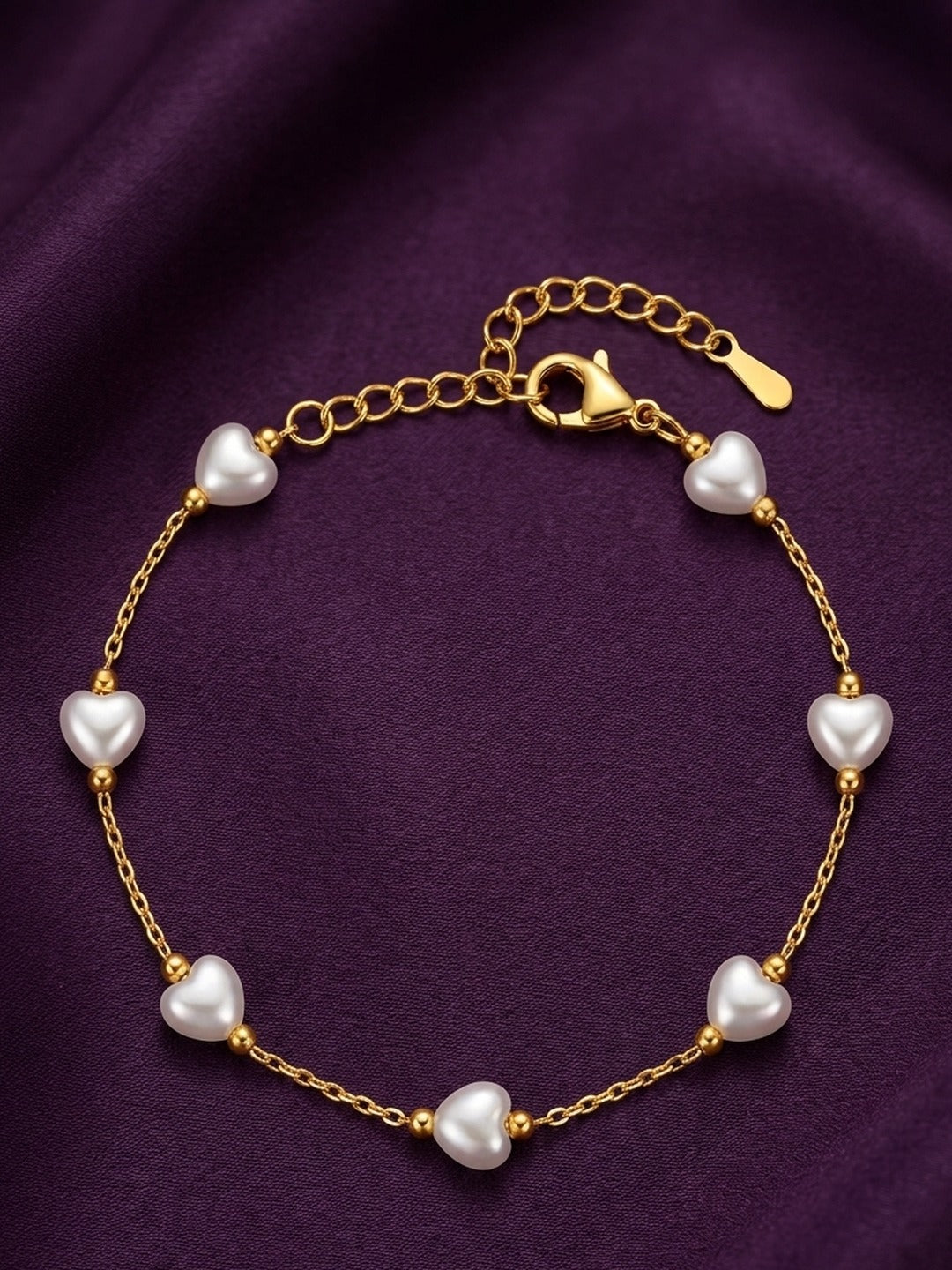 Rachiva 18K Gold Plated Pearl Charm Chain Bracelet