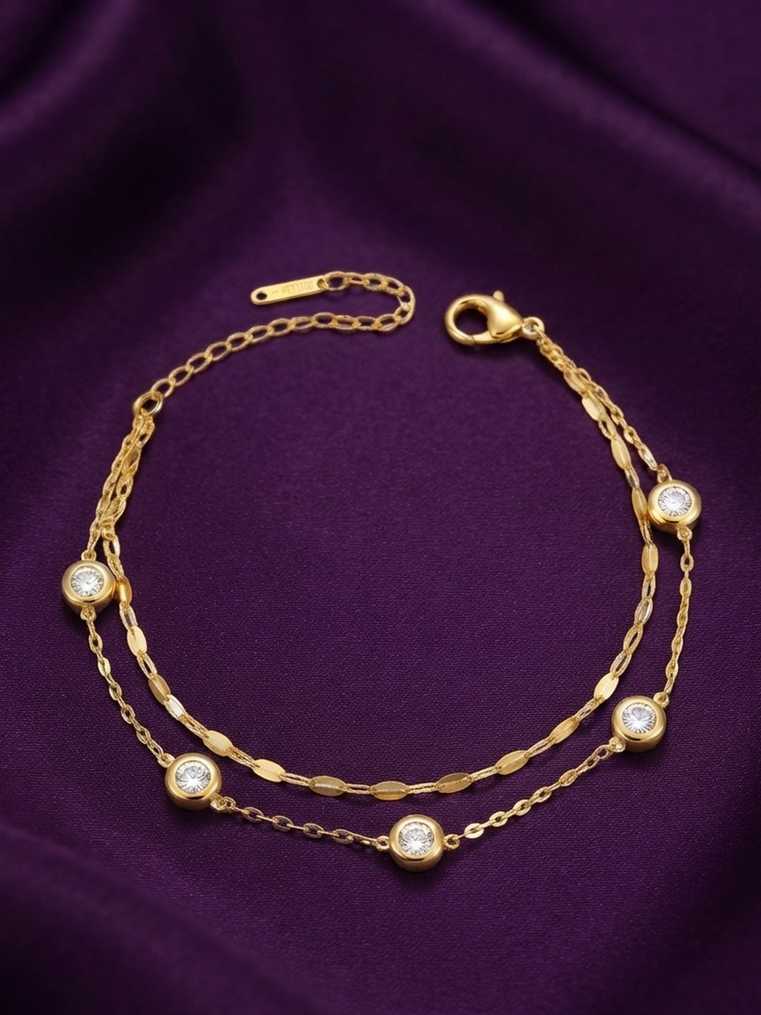 Rachiva 18K Gold Plated Zircon Charm Bracelet
