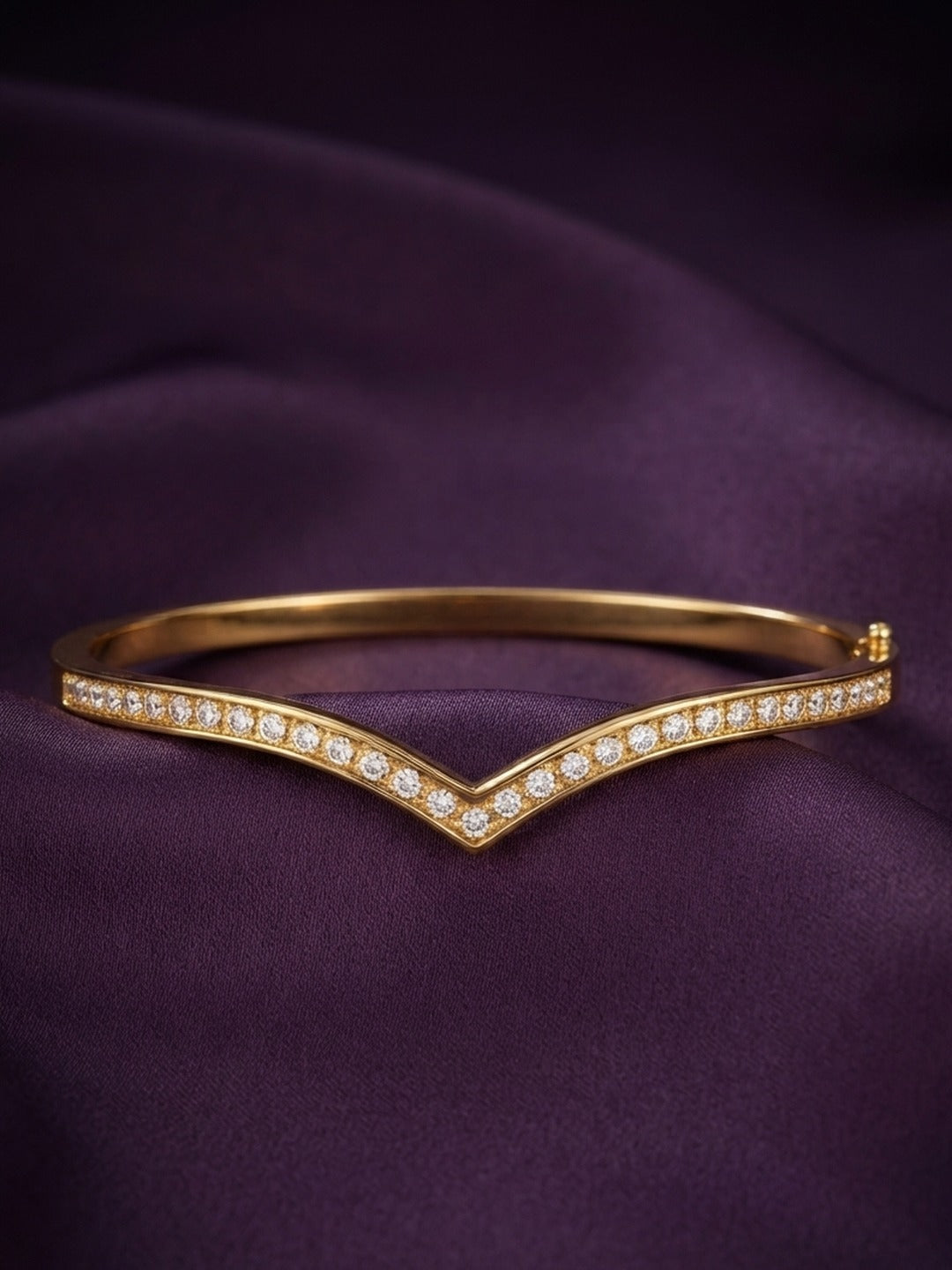 Rachiva 18K Gold Plated Pave CZ Chevron Cuff Bracelet