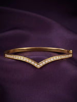 Rachiva 18K Gold Plated Pave CZ Chevron Cuff Bracelet