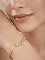 Rachiva 18K Gold Plated Pave CZ Chevron Cuff Bracelet
