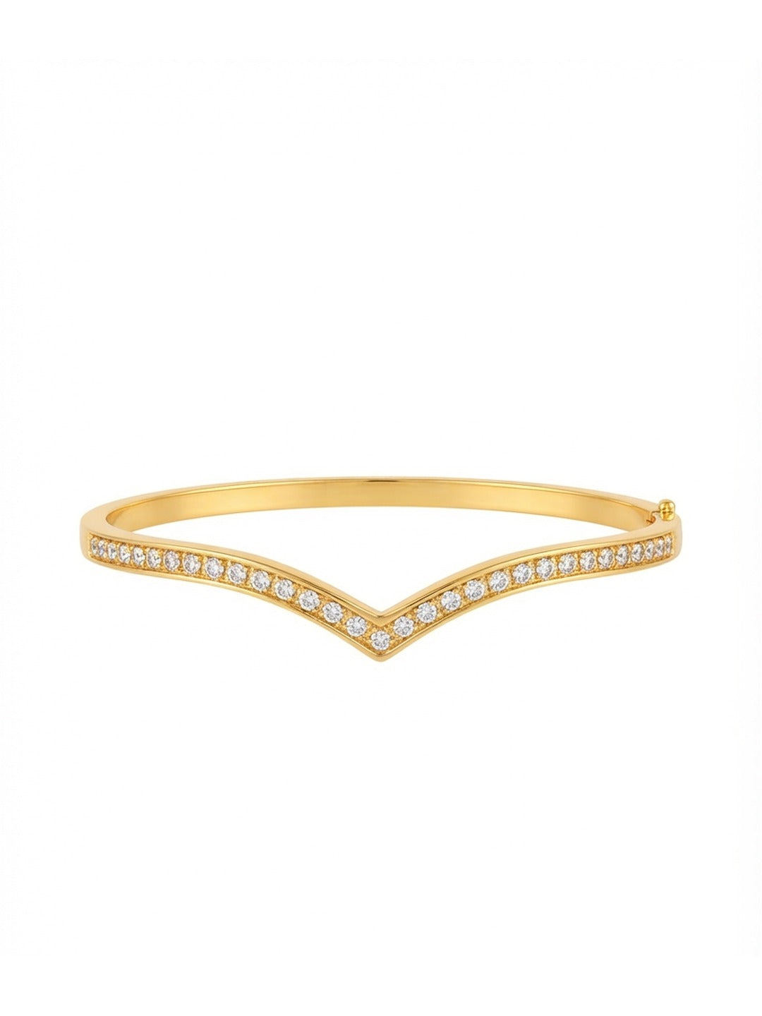 Rachiva 18K Gold Plated Pave CZ Chevron Cuff Bracelet