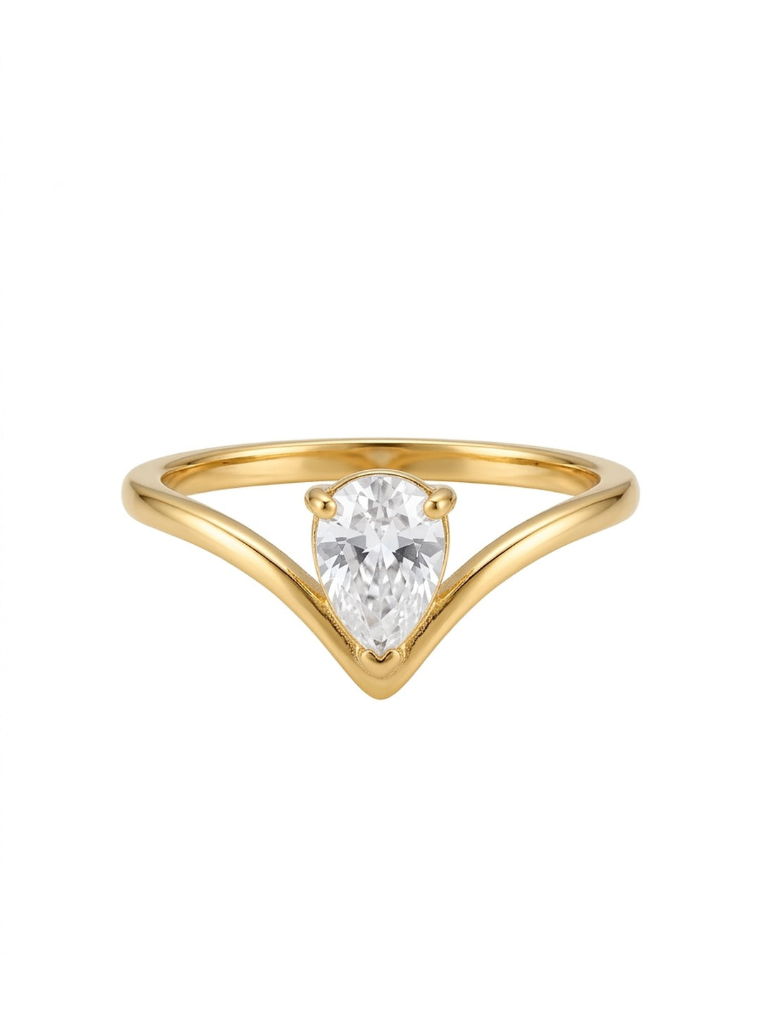 Rachiva 18K Gold Plated Round CZ Bezel Band Ring - Size 6