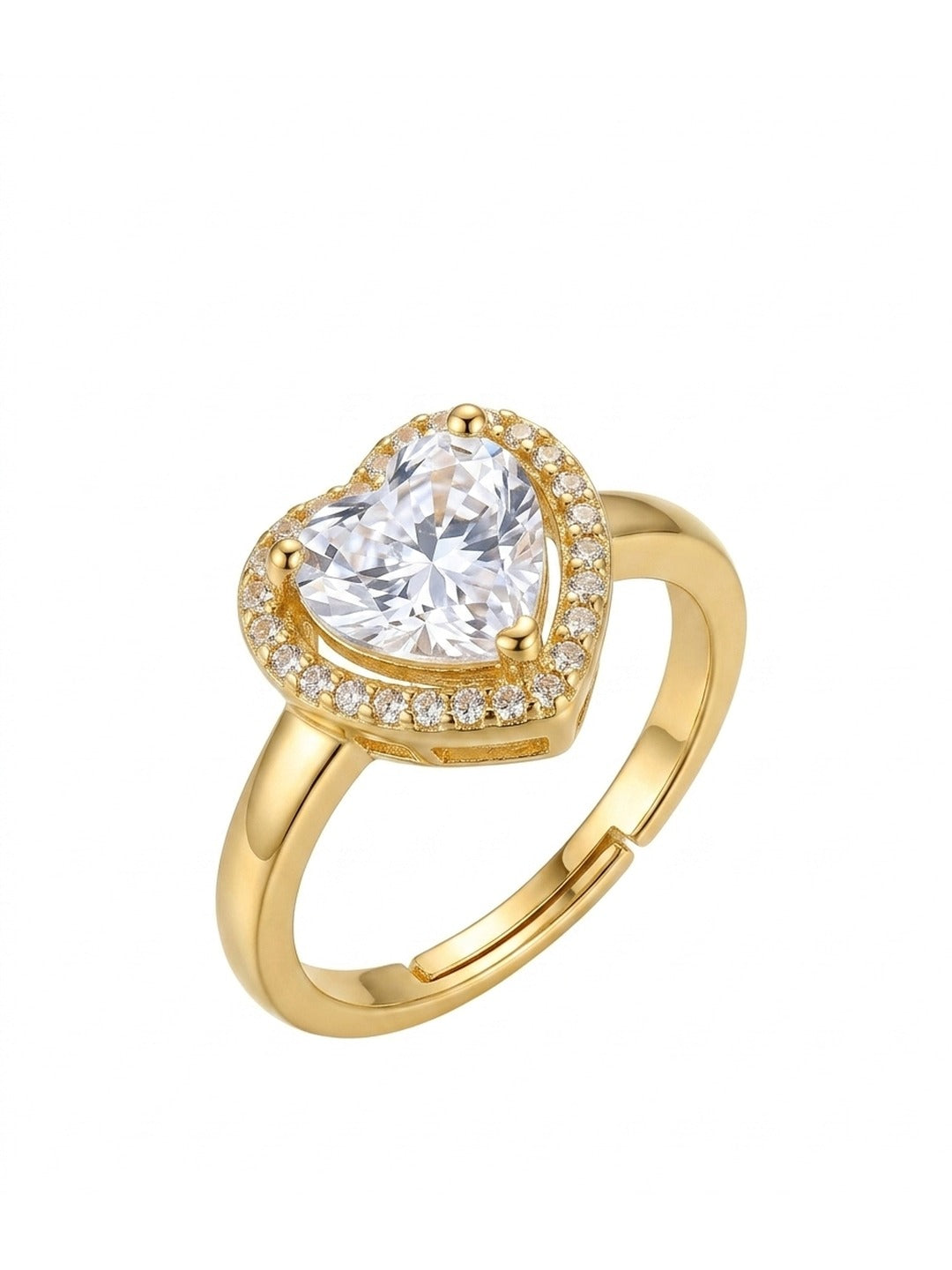Rachiva 18K Gold Plated Round CZ Bezel Band Ring - Size 7