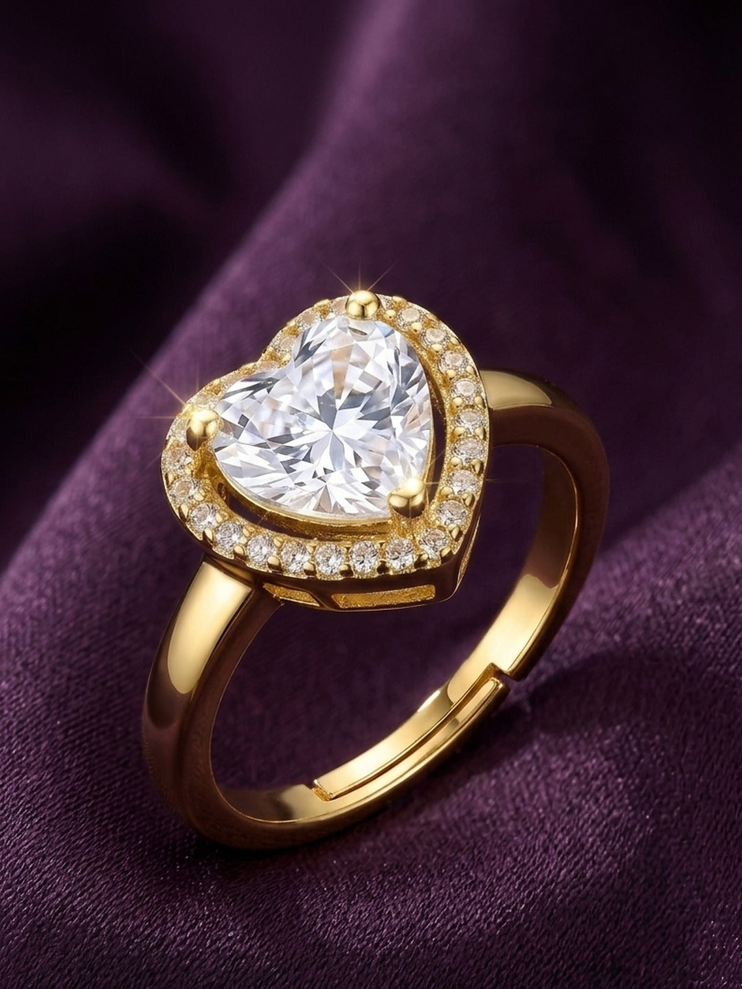 Rachiva 18K Gold Plated Round CZ Bezel Band Ring - Size 7