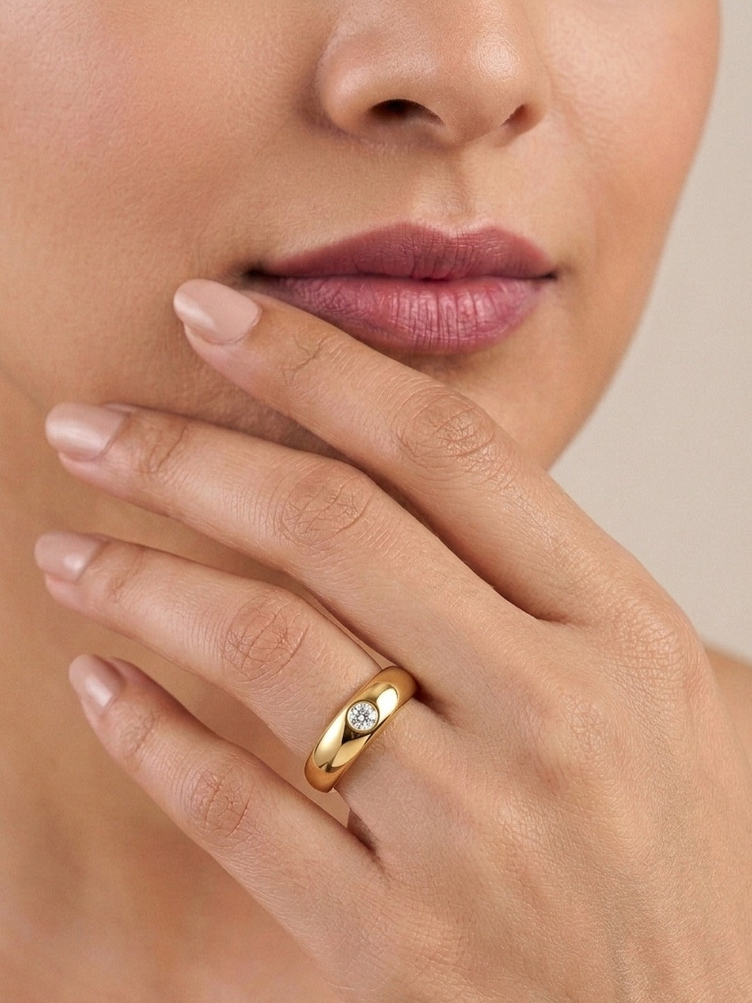 Rachiva 18K Gold Plated Teardrop Open Cuff Ring