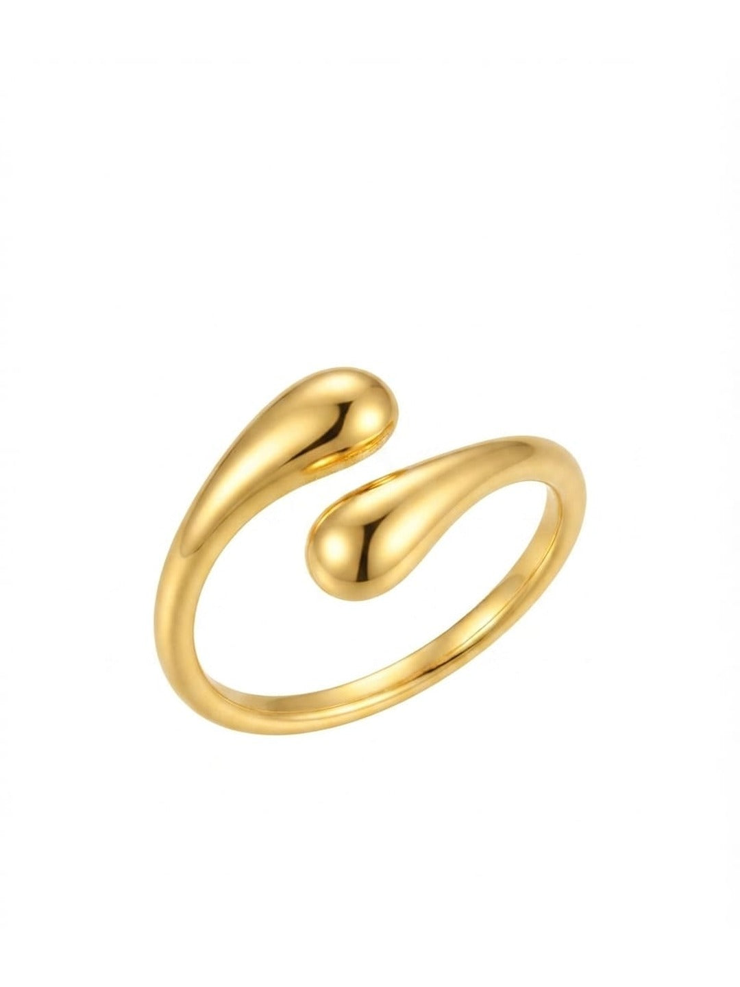 Rachiva 18K Gold Plated Pear Solitaire V-Shape Ring