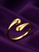 Rachiva 18K Gold Plated Pear Solitaire V-Shape Ring